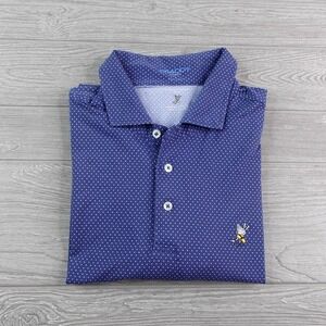 B Draddy Sport Winged Foot Golf Club Polo Shirt Mens Large Performance Polka Dot